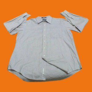 PRESWICK & MOORE MEN'S SHIRT DRESS LONG SLEEVE BEIGE-WHITE-TAN MICRO PLAID 16/34